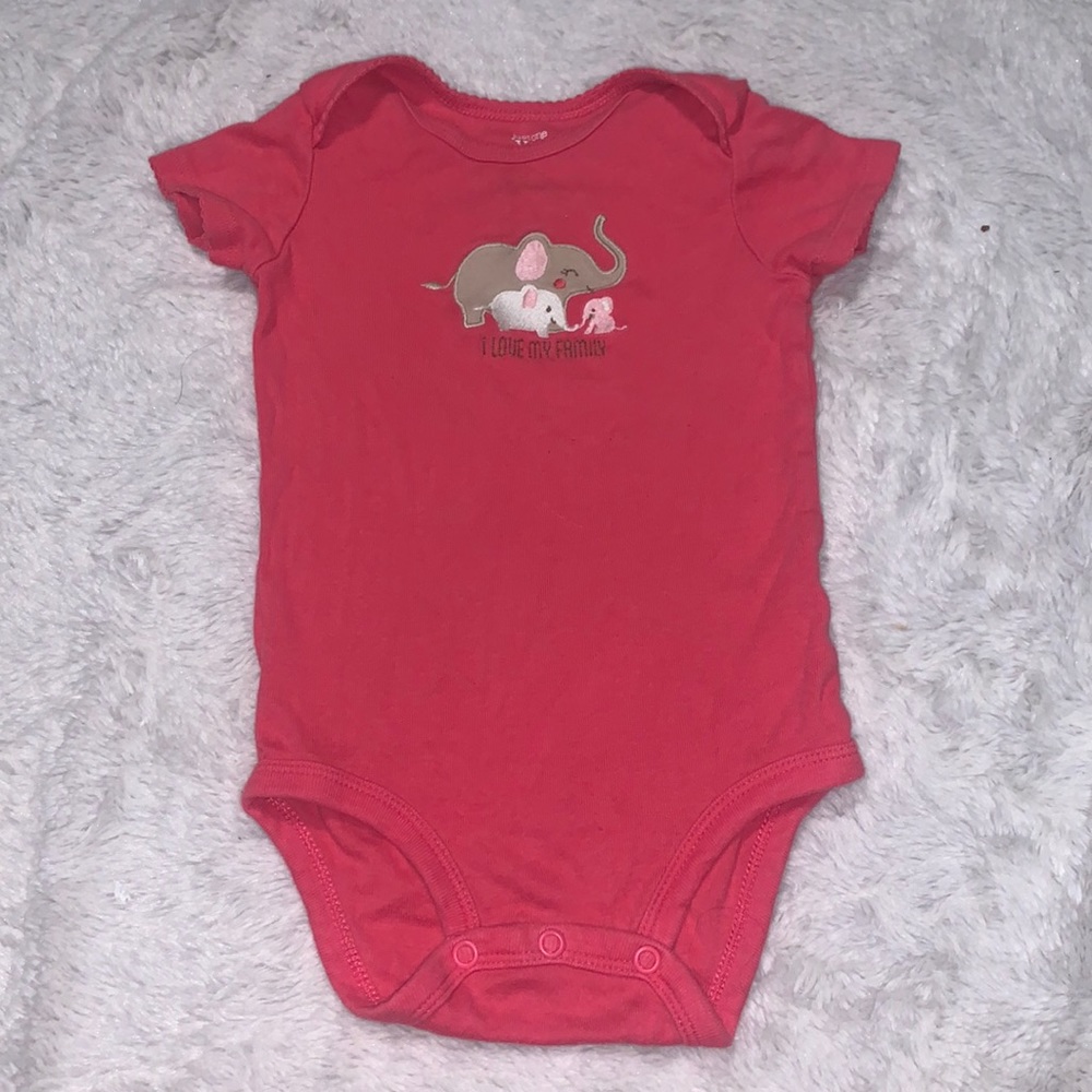 (3 for $10) Carter’s pink elephant bodysuit 12 month baby girl clothing